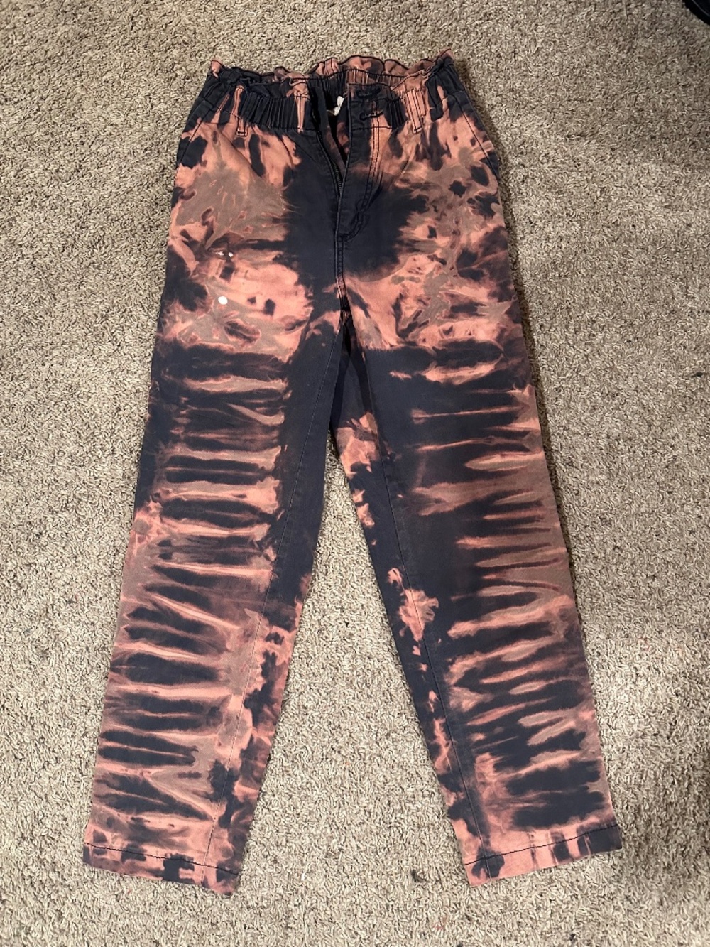 Women's high waisted bleach tie dyed chino pants